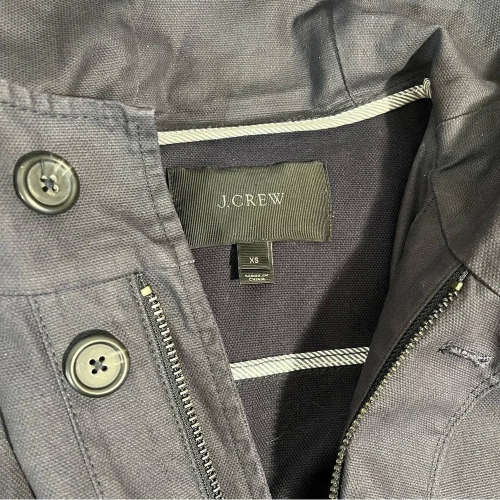 J. Crew Basket Weave Cotton Jacket Navy Blue 09619 Size XS